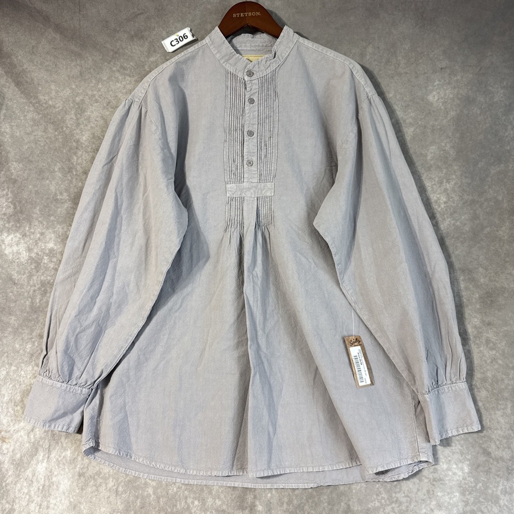 Scully Men's Wahmaker Pleated Front Puffed Sleeve Shirt Size L Gray NWT
